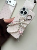 قاب پاپیونی صورتی به همراه آویز - Image 2